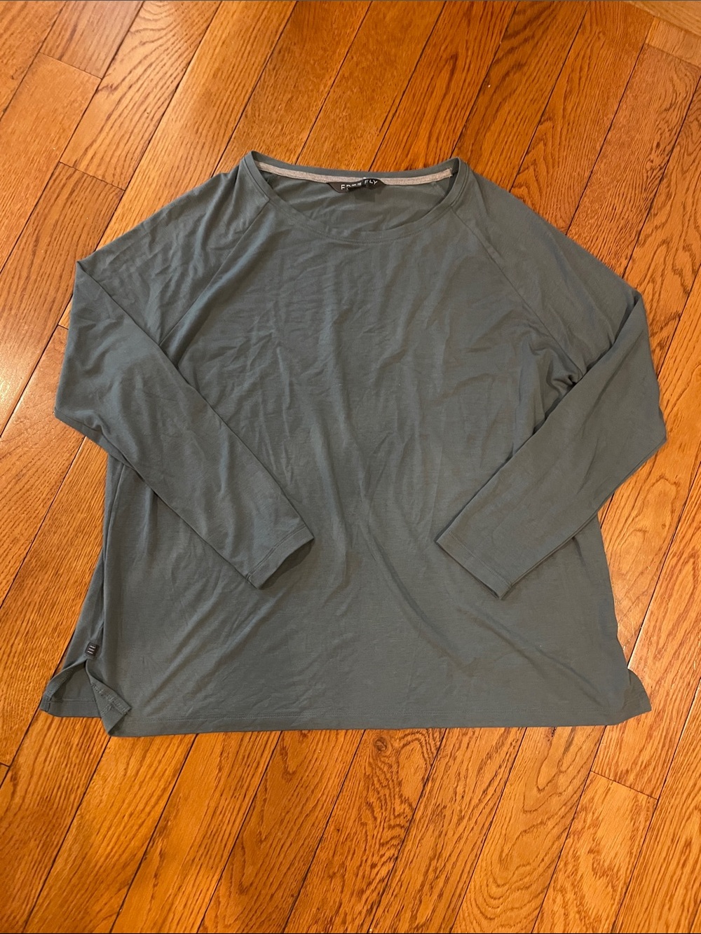 Women’s Long-Sleeve Crew Neck Shirt - Slate Green Very good condition